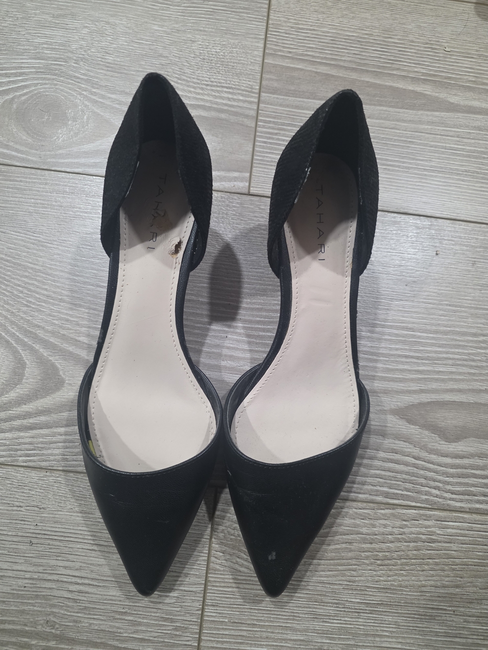 Tahari Black Pointed D'Orsay Flats
